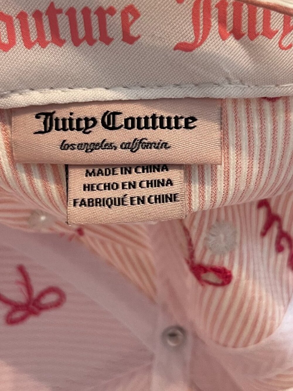 Juicy Couture Striped Seersucker Bow Baseball Cap - Picture 3 of 3